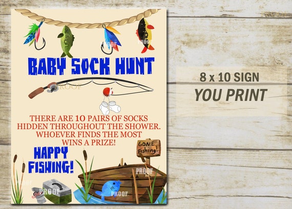 Fishing Baby Shower Game, Baby Sock Hunt, Little Fisherman Baby Shower  Fishing Sign, Reel Excited Game Sign, INSTANT DOWNLOAD P7 