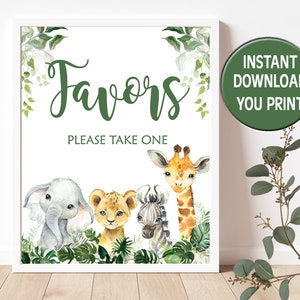 Safari Baby Shower Favor Table Sign, Greenery Jungle Animal Babies are Gifts and Favors Sign, Zoo Instant Download Matches Invitation P155