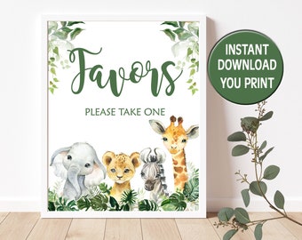 Safari Baby Shower Favor Table Sign, Greenery Jungle Animal Babies are Gifts and Favors Sign, Zoo Instant Download Matches Invitation P155