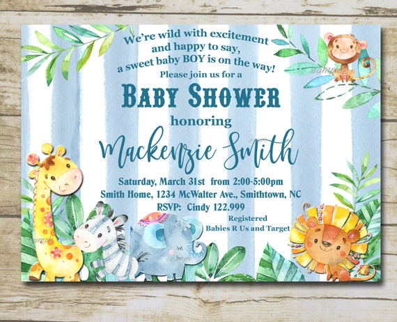 Safari Baby Shower Invitation, Editable Invitation You Edit