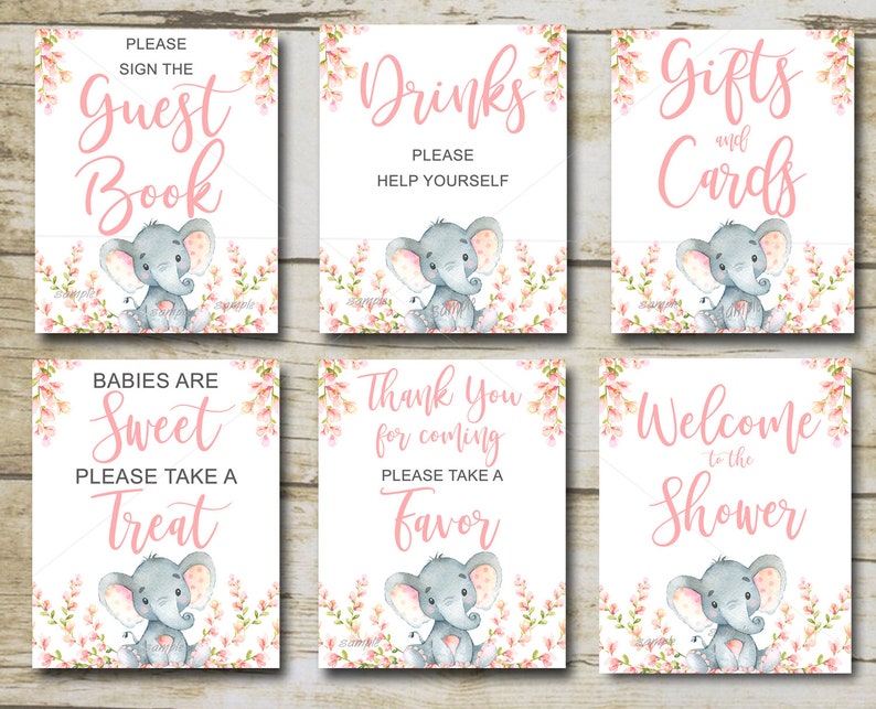Baby Shower Table Signs Printable, 6 Signs, GIRL Pink Signs,baby ...