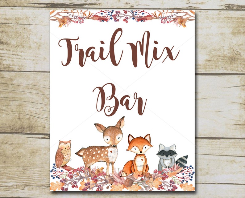 Trail Mix Bar Sign Woodland Baby Shower Party Decorations Etsy