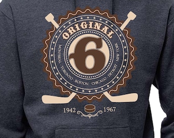 The Original 6 Hockey Teams Hoodie Vintage Original Six Hockey Pullover Hooded Sweatshirt Original 6 Hockey Teams Crewneck Sweatshirt
