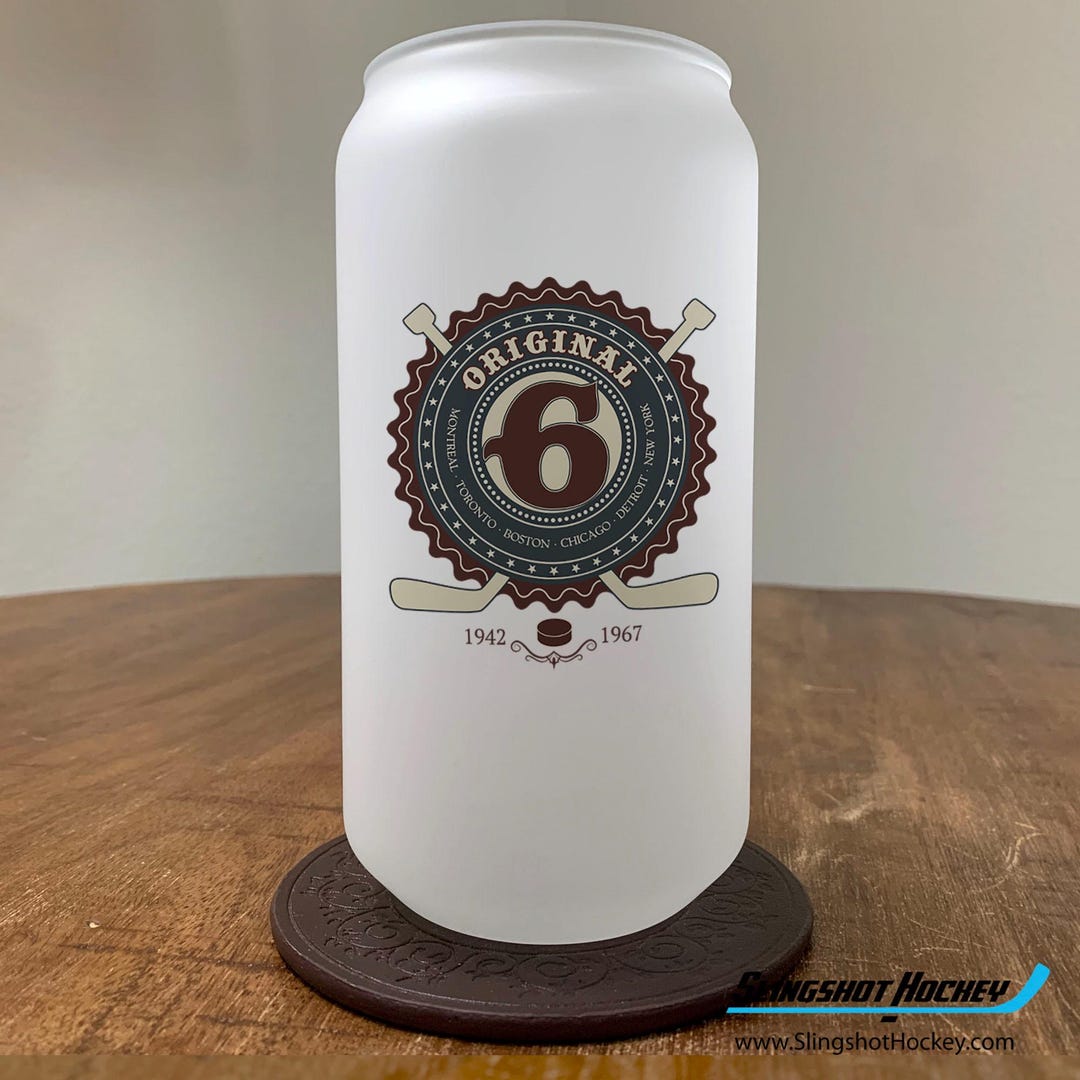 Original 6 Hockey Teams Frosted Beer Glass Original Six Hockey Teams