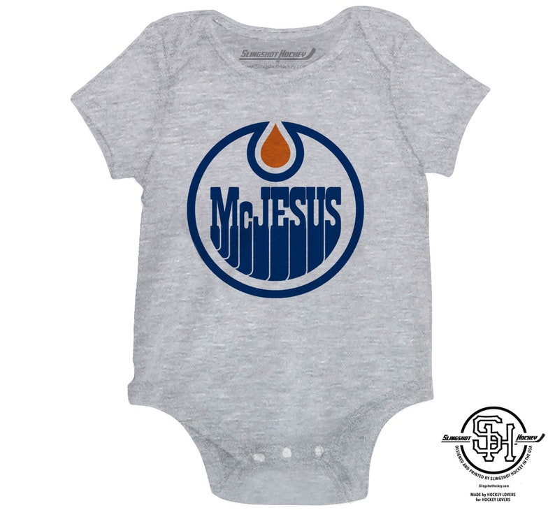 McJesus Hockey bodysuit Funny Hockey onesie by Slingshot Hockey