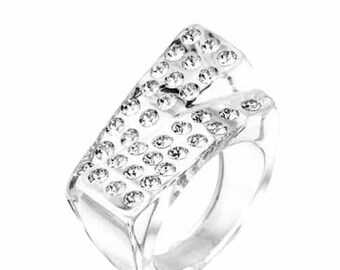 Gemini Shiny Ring,Italian Design,Handmade New Asymmetrical Lucite Ring,Geometric Asymmetrical Ring