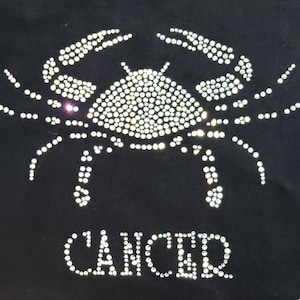 DIY Zodiac CANCER bling bling strass sticker design chaleur papier transfert Hotfix dimension 8 "x 6 1/4"
