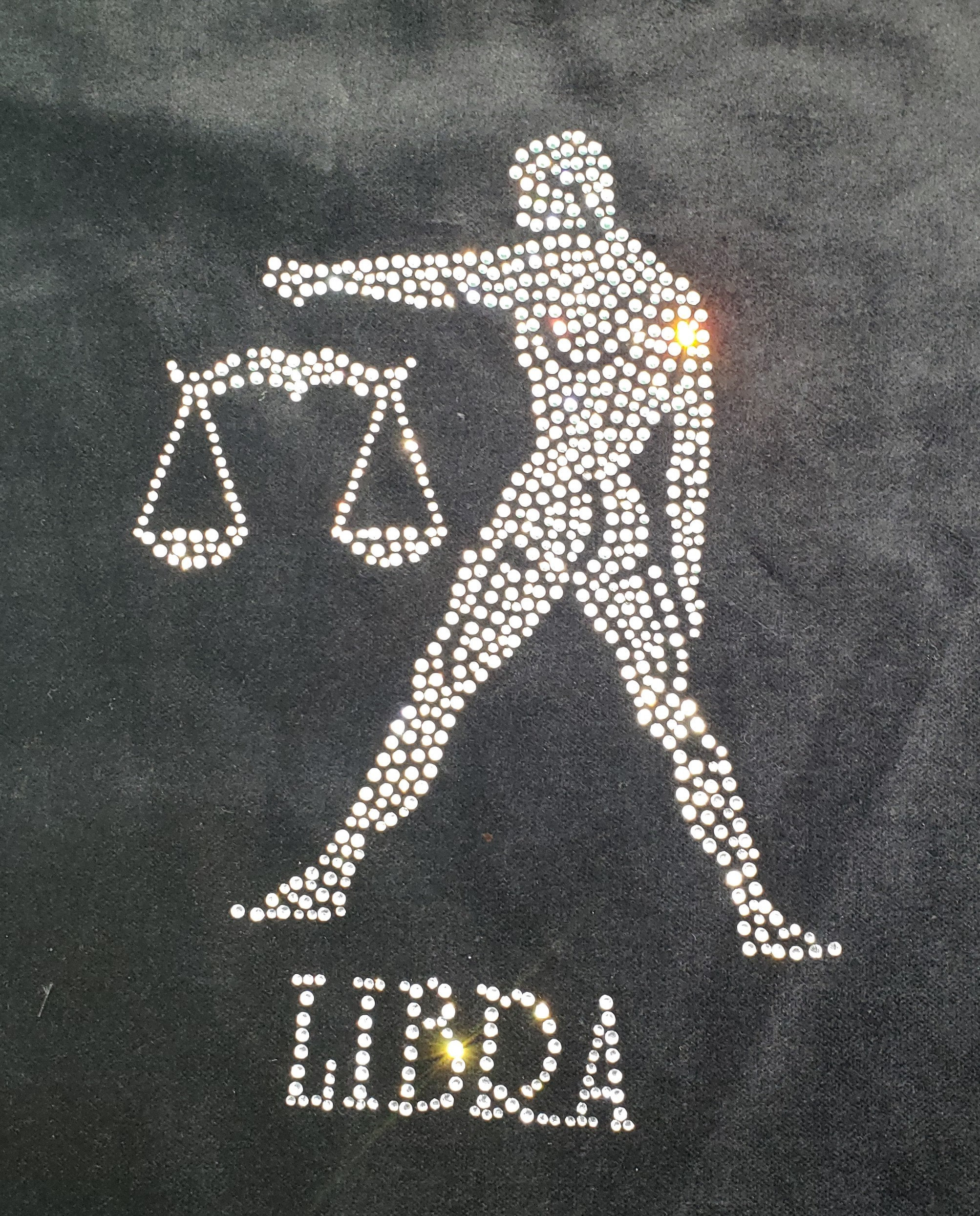 Libra Rhinestone DIY Zodiac LIBRA Bling Bling Rhinestone Design Decal Heat Hotfix ...