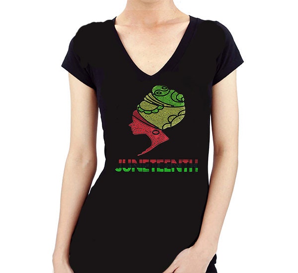 Beautiful  Rhinestone Juneteenth Balck girl design black history Party Relaxed Fit T-shirts gift for mom gift for daughter gift for friends