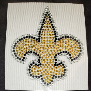 DIY New Orleans Fleur De Lis Rhinestone bling bling Heat transfer Design Motif Paper Decal 2.5x3 image 2