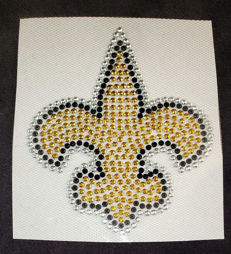 DIY New Orleans Fleur De Lis Rhinestone bling bling Heat transfer Design Motif Paper Decal 2.5x3 image 2