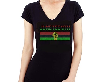 Juneteenth Rhinestone Stripe Design bling sparkling black culture Relaxed Fit T-Shirts gift for mom gift for daughter black lives matter