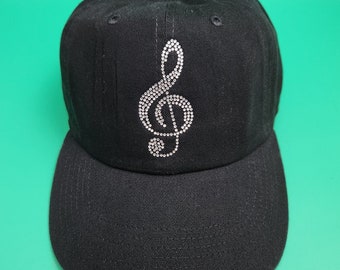 Rhinestone music treble Clef bling metal adjustable baseball cap gift for birthday gift for kid gift for girlfriend