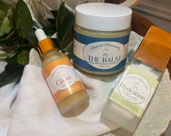 All Natural Skin Care Trio: Balm, Glow Time, Hydration Time