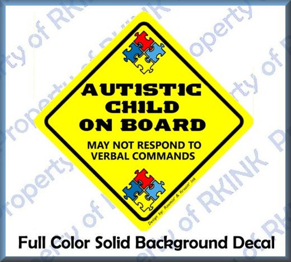 Sticker Decal Autism Awareness car Truck Window Autistic Occupant in Vehicle