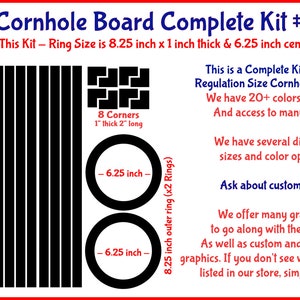 SINGLE ONE Cornhole Board Ring Circle DECAL Official Size Corn Hole Board 6.25 inch inside 8 inch outside 1 inch wide Ring