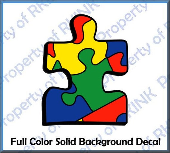 Autism Puzzle Piece Fc13 Full Color Vinyl Decal For Car Truck Etsy
