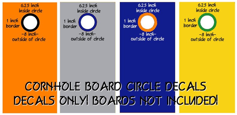 SINGLE ONE Cornhole Board Ring Circle DECAL Official Size Corn Hole Board 6.25 inch inside 8 inch outside 1 inch wide Ring