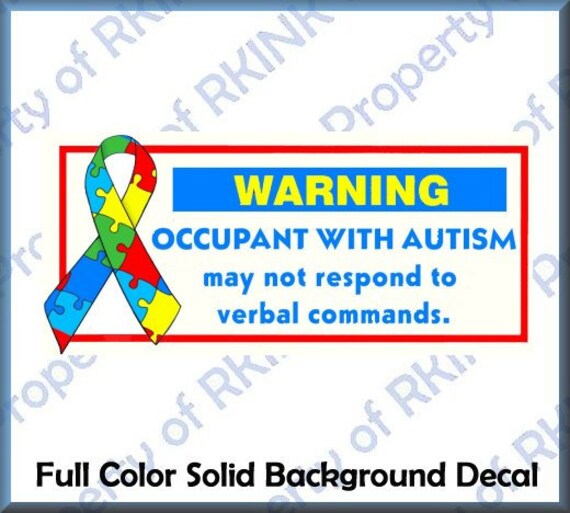 EMERGENCY ALERT AUTISM Vinyl DECAL Car Home Childs Bedroom Window Front Door