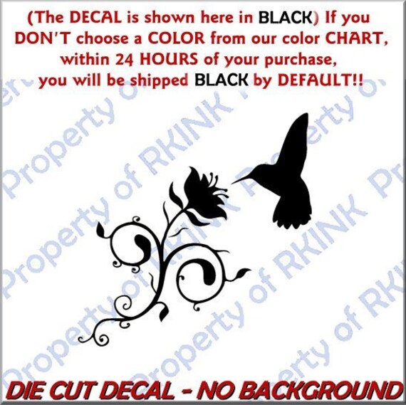 HUMMINGBIRD Flower #2 Vinyl Decal Wall Car Truck Window Laptop Home Decor