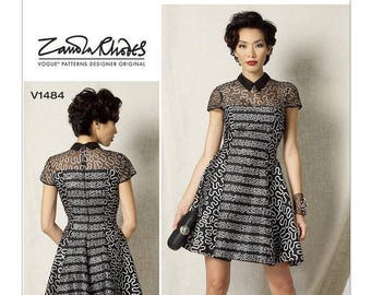 V1484 Designer Zandra Rhodes dress sewing pattern