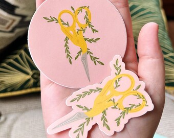 Embroidery Scissors Sticker, Crafting Scissors Sticker, Stork Scissors, Cross Stitch Sticker, Sewing Sticker, Cute Waterproof Sticker
