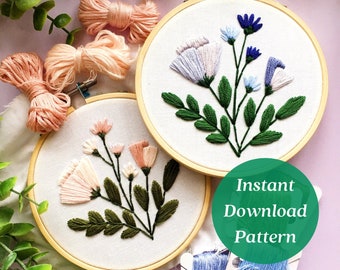 Tulip Embroidery Pattern, Embroidery PDF, Beginner Craft, Floral Design, Beginner Embroidery, Maggie Jo's Studio, Botanical Art, Flower Art