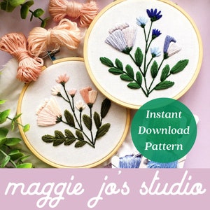 Tulip Embroidery Pattern, Embroidery PDF, Beginner Craft, Floral Design, Beginner Embroidery, Maggie Jo's Studio, Botanical Art, Flower Art