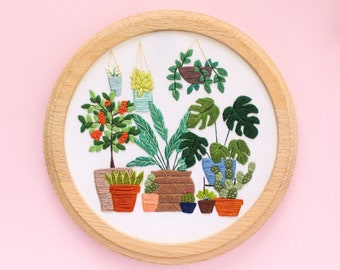 Finished House Plants Embroidery, Hand Embroidered Artwork, Gallery Wall Decor, Houseplant Wall Art, Plant Lover Gift, Hand Stitched Gifts