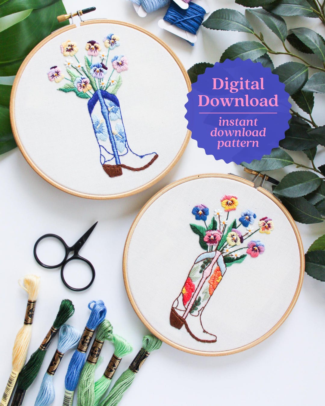 Cowgirl Boot Embroidery Pattern, Coastal Cowgirl Aesthetic, Western ...