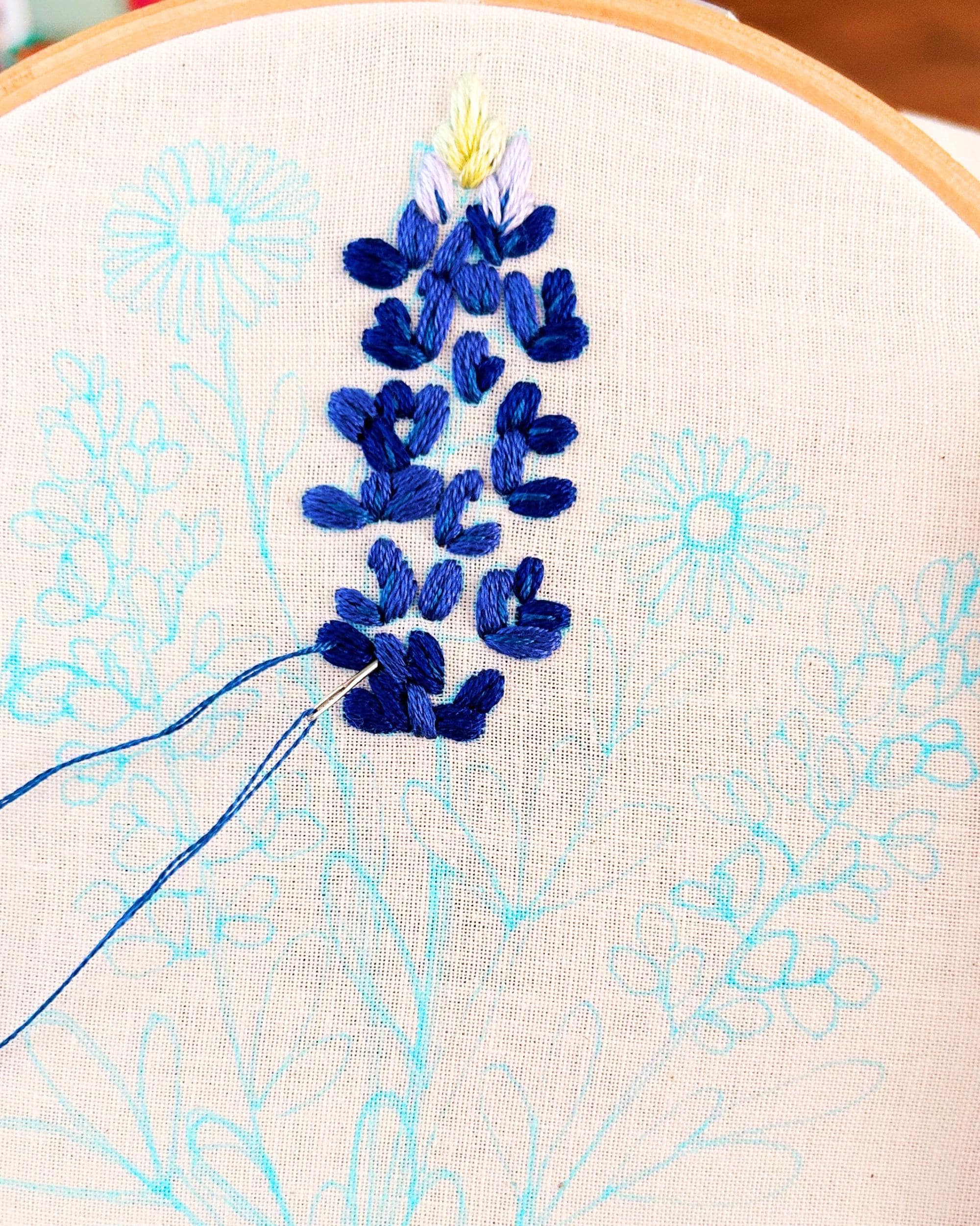 Blue Bonnet Embroidery Pattern, Texas Wildflowers Art, Printable ...
