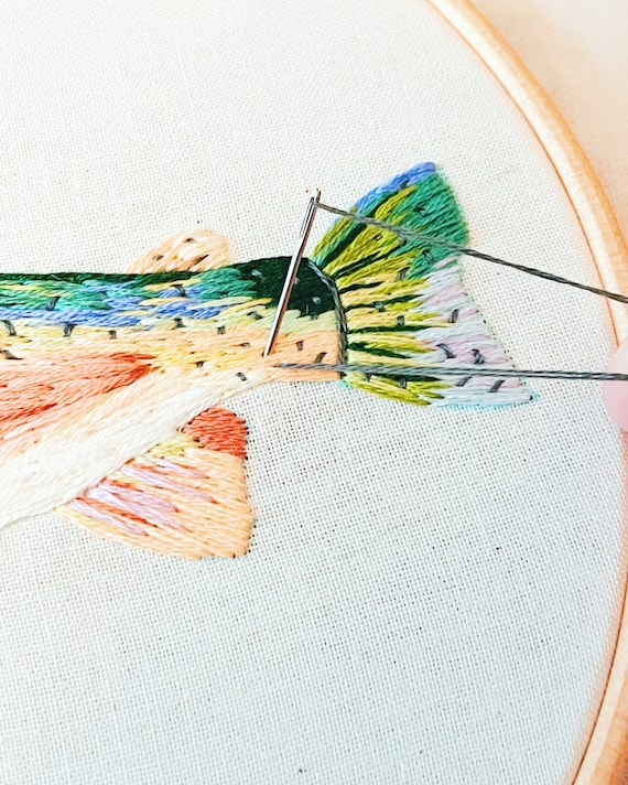 Rainbow Trout Embroidery Pattern, Digital Download Pattern