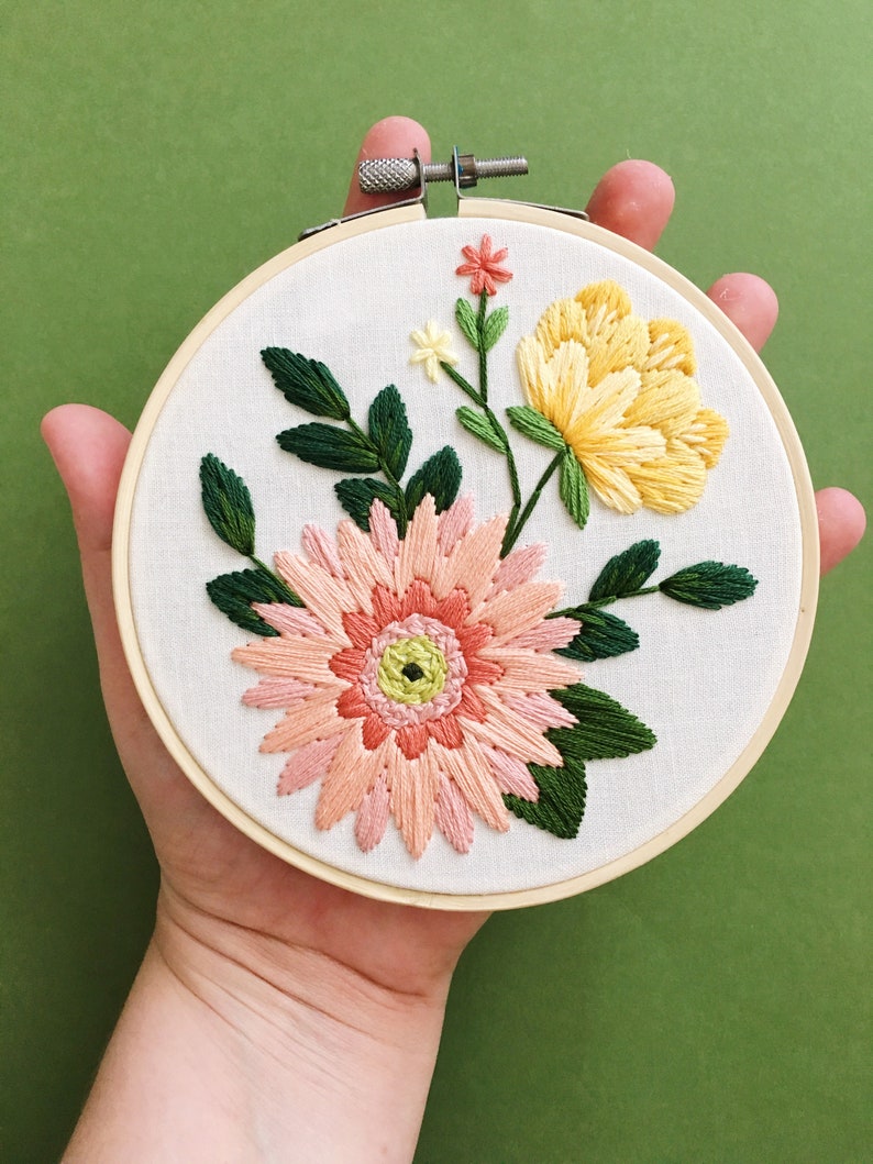 Gerbera Daisy Pattern Embroidery Download Digital Embroidery Etsy