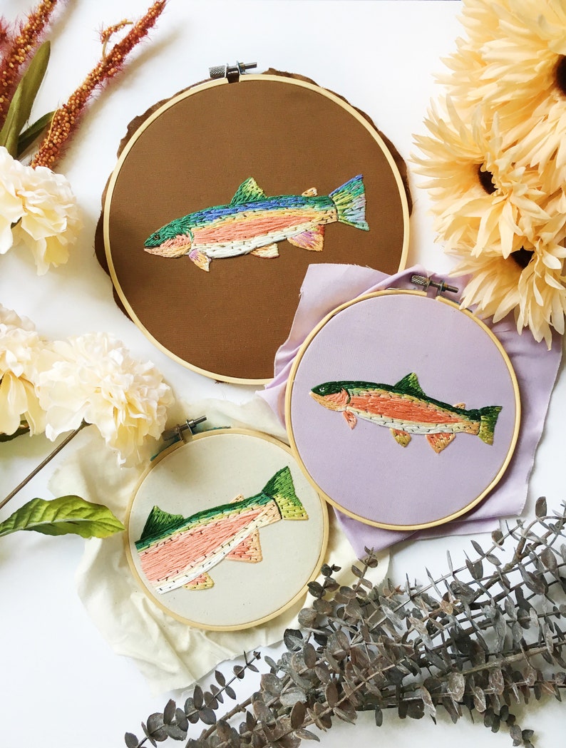 Rainbow Trout Embroidery Pattern Digital Download Pattern Etsy