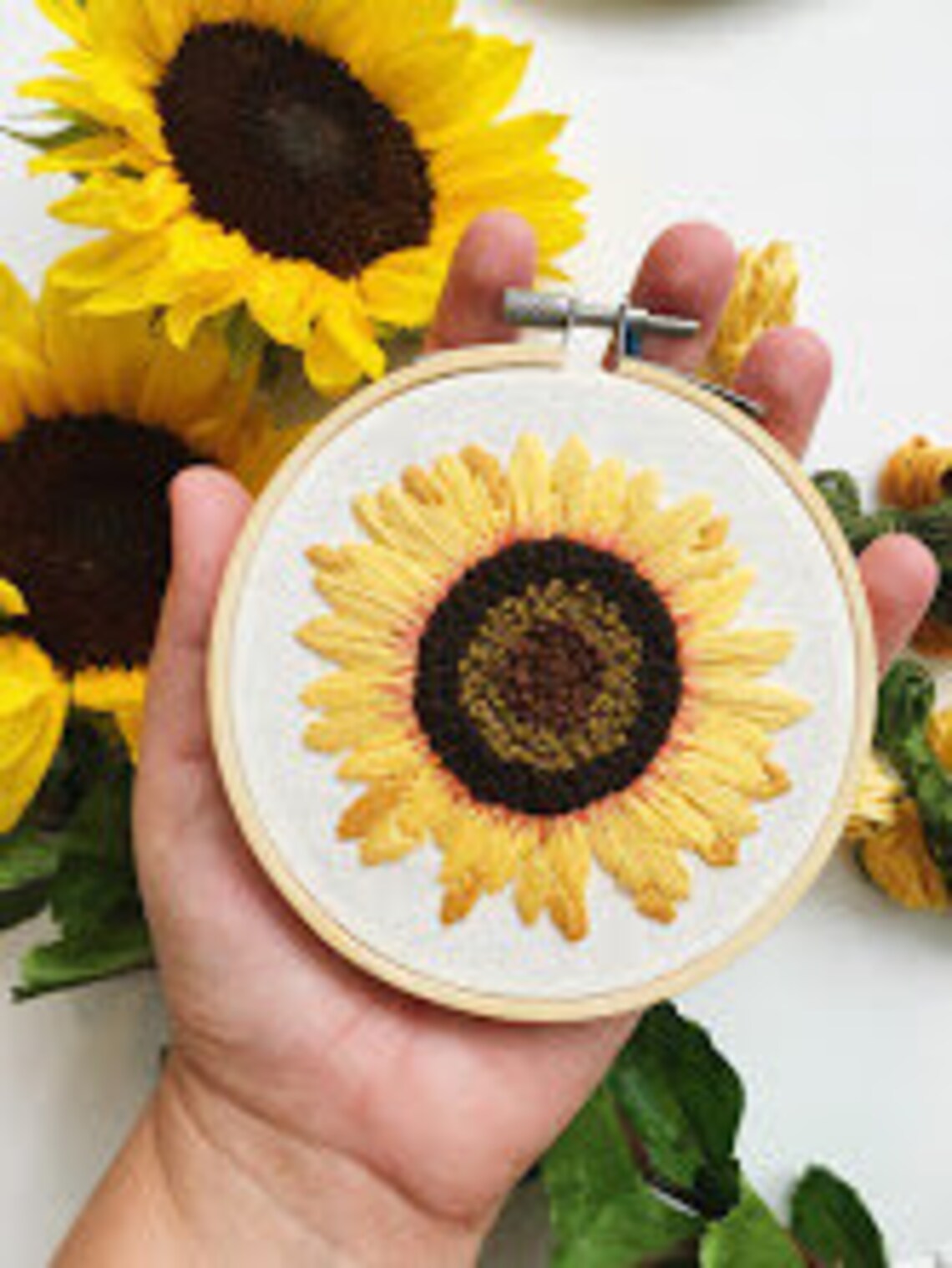 Sunflower Hand Embroidery Pattern Modern Embroidery Digital Etsy