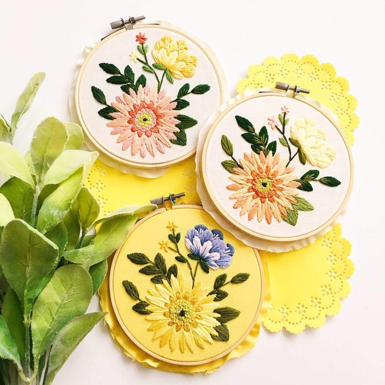 Gerbera Daisy Pattern Embroidery Download Digital Embroidery Etsy