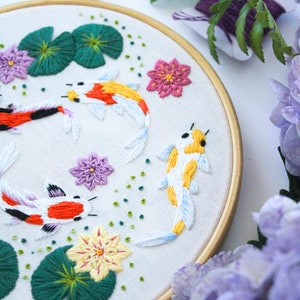 Koi Fish Embroidery Pattern, PDF Download Hand Embroidery, Summer Craft ...