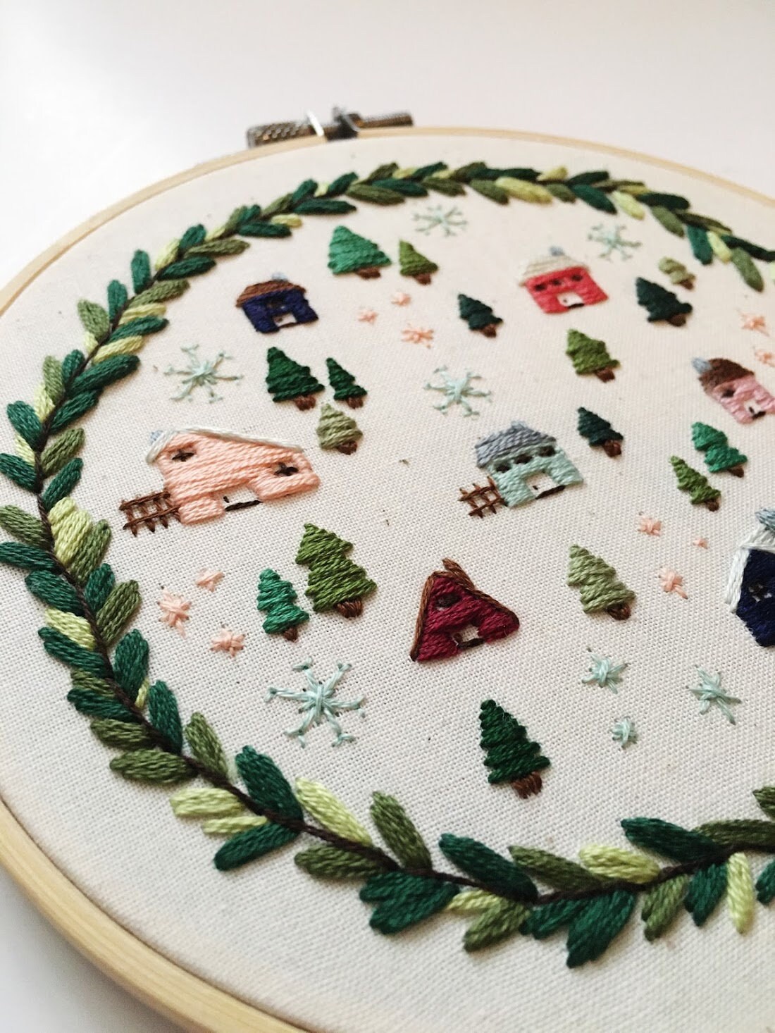 Winter Village Embroidery Pattern Digital Download | Etsy
