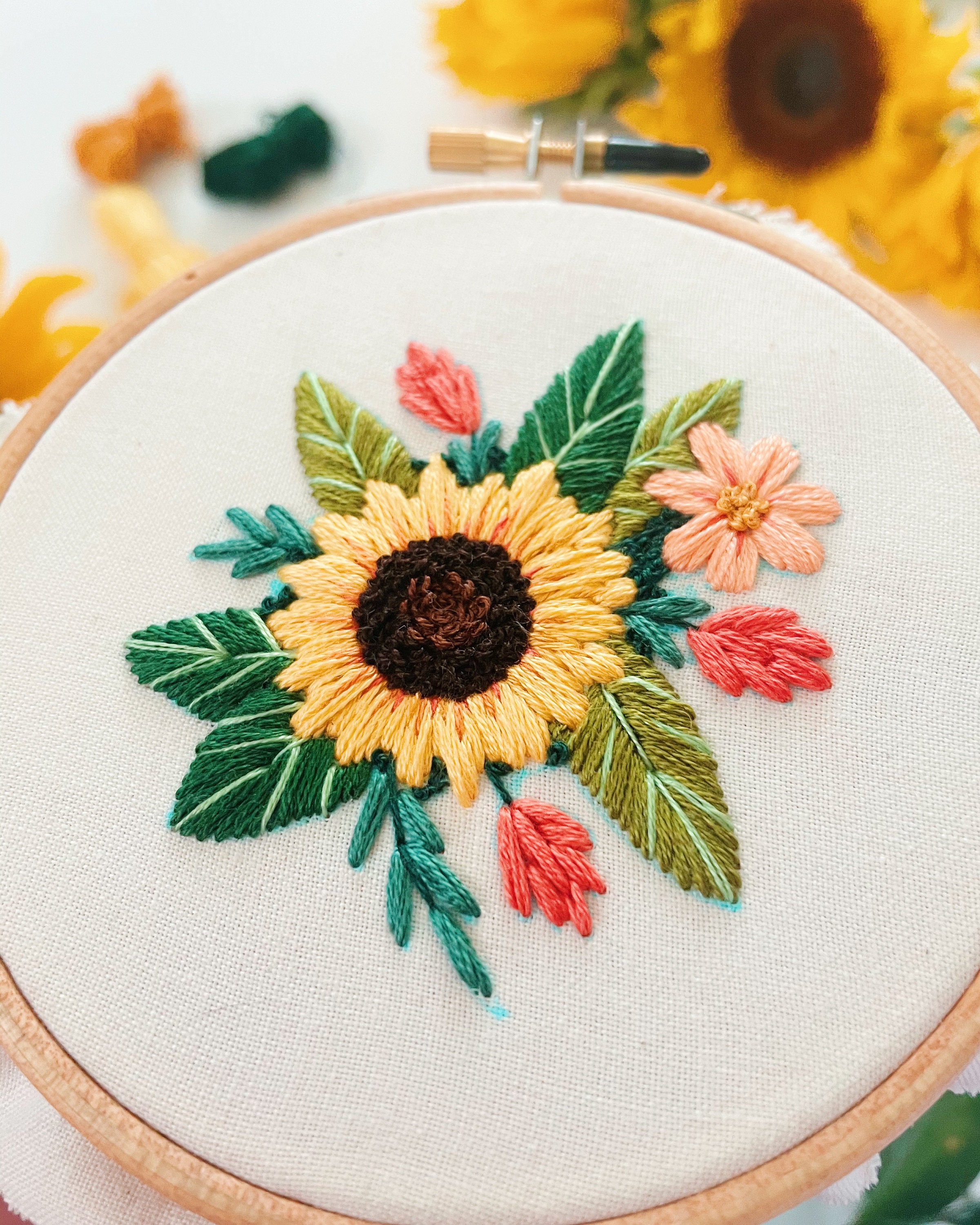 Sunflower Embroidery Pattern Digital Download Embroidery | Etsy