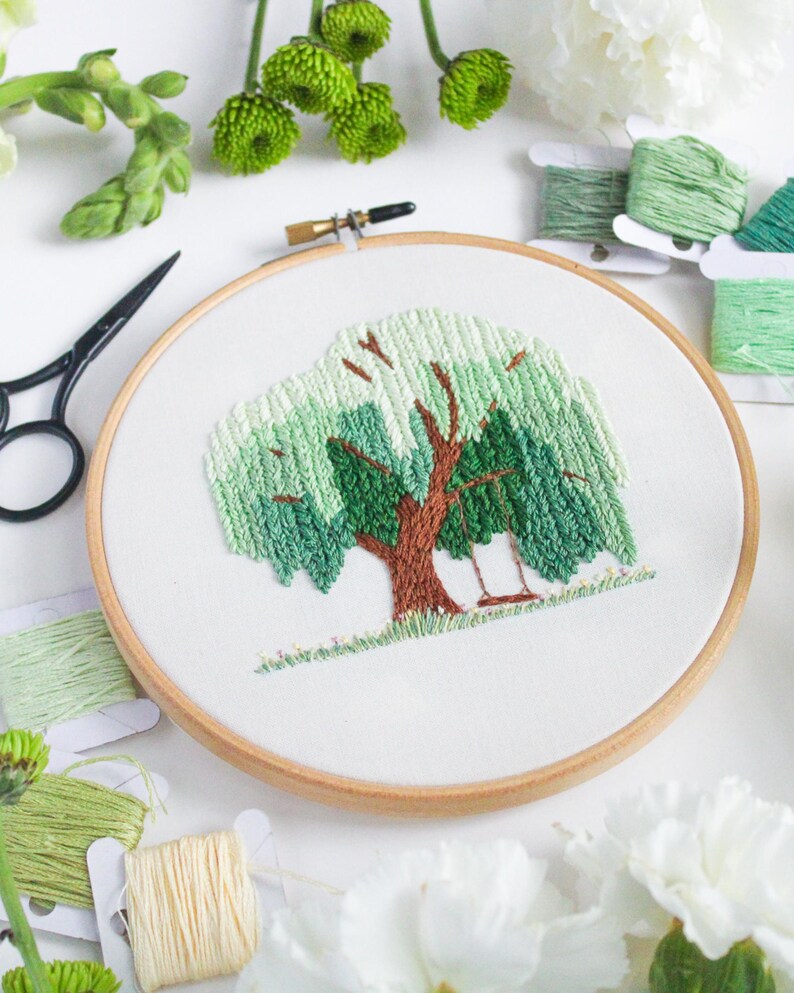 Willow Tree Embroidery Pattern, Garden Embroidery, Handmade Pattern ...