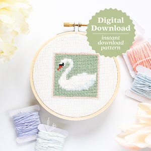 Swan Cross Stitch Pattern, Swan Lover Art, Nursery DIY, Mini CrossStitch Project, Animal XStitch, Pretty Cross Stitch, Weekend Craft Project