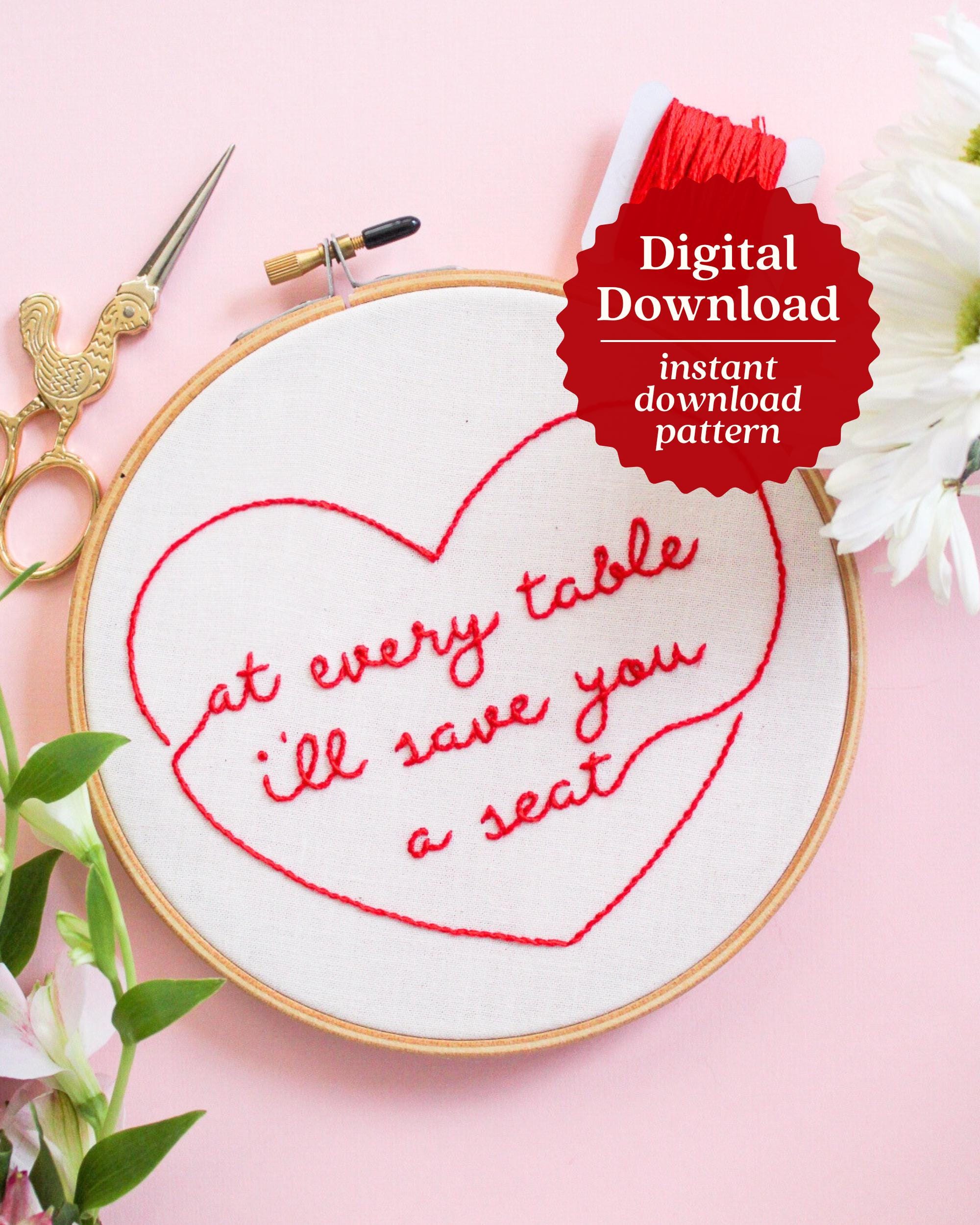I'll Save You A Seat Pattern, Hand Embroidery Pattern, Handmade
