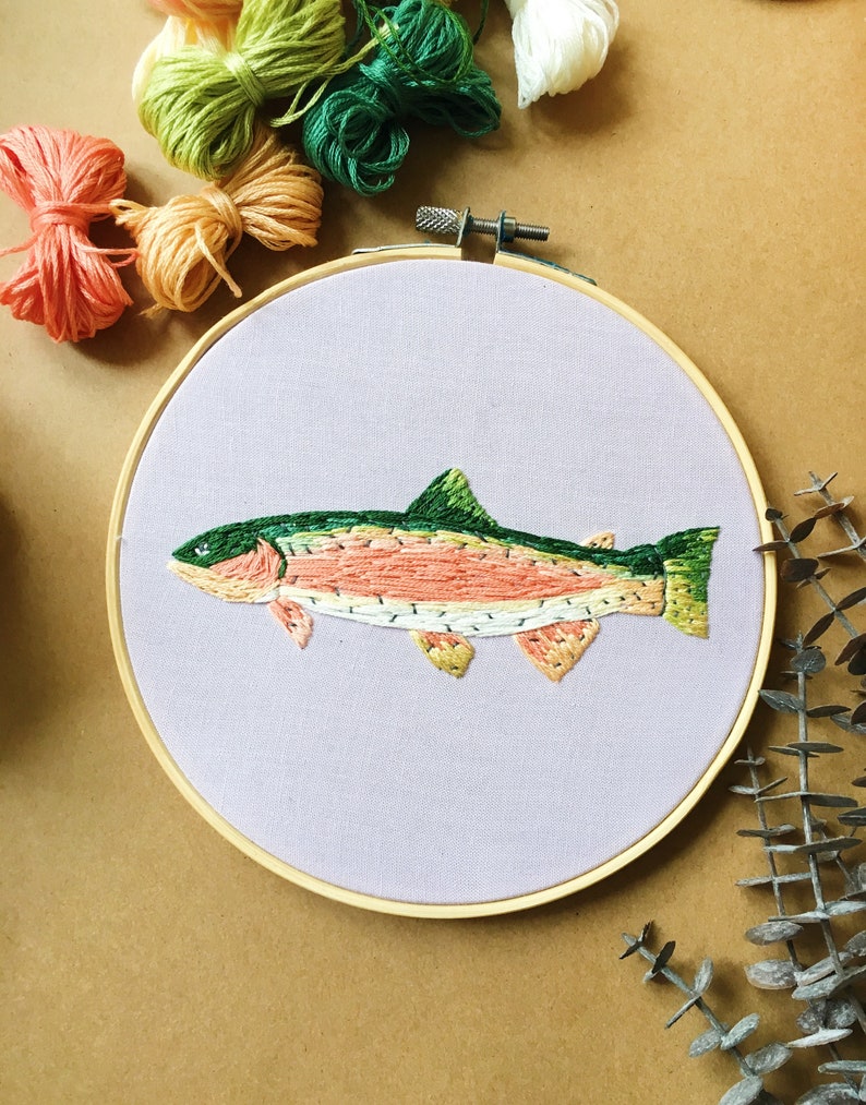 Rainbow Trout Embroidery Pattern Digital Download Pattern Etsy