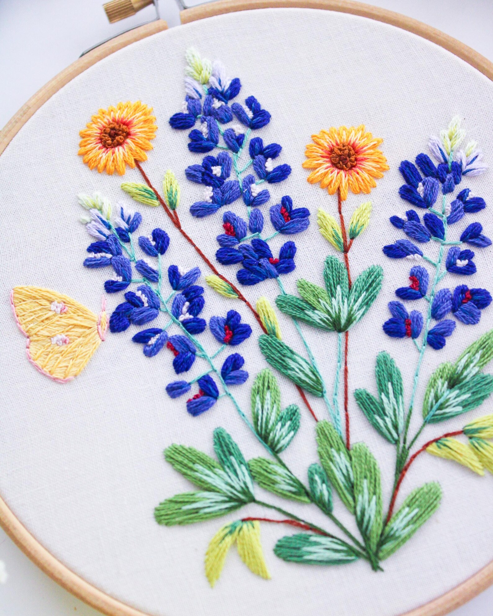 Blue Bonnet Embroidery Pattern, Texas Wildflowers Art, Printable ...