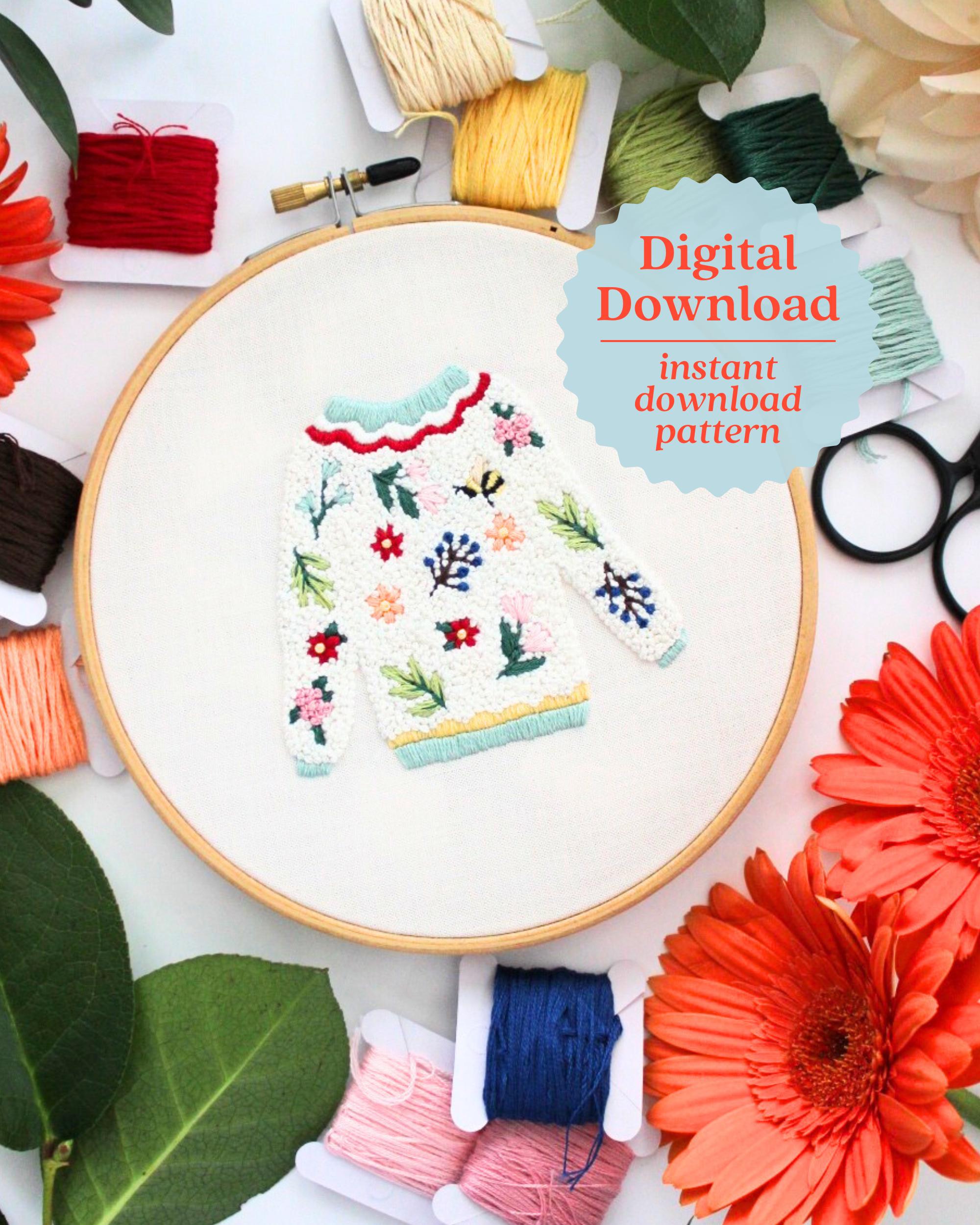 Secret Garden Sweater Embroidery Pattern, Summer Embroidery
