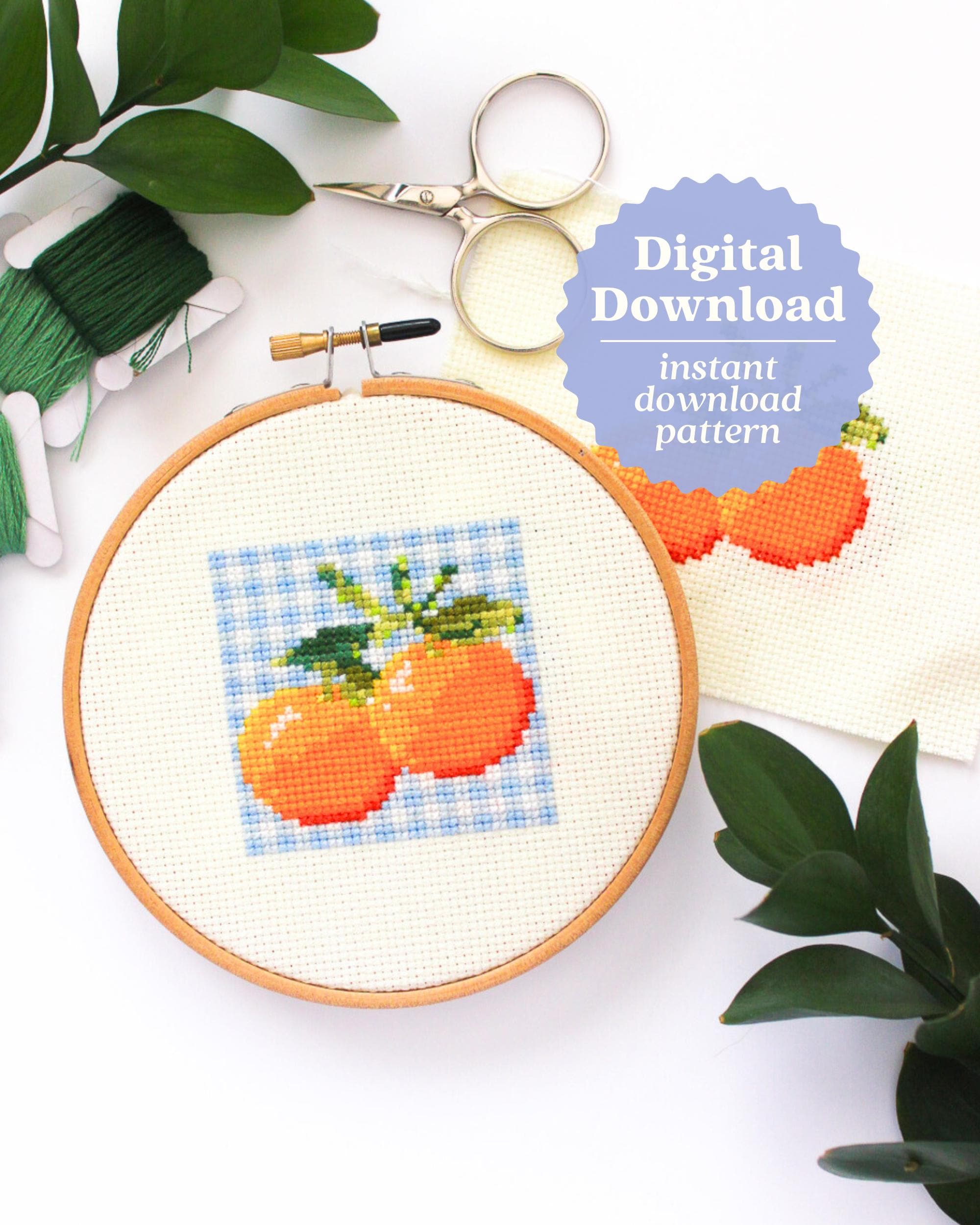 激レア90's m.c.A.T FRUITS USA S.Stitch　フェード Picnic Oranges Cross Stitch Pattern, Orange Fruit Craft, Beginner
