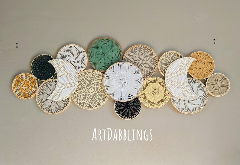 Custom Order Large Doily Basket Wall with Moons Special Order, Each one Unique. PM Artist before you order image 7