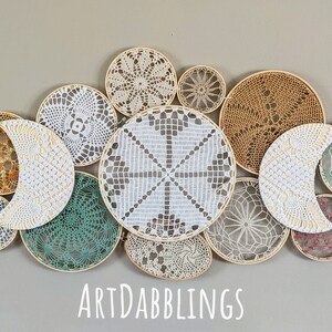 Custom Order Large Doily Basket Wall with Moons Special Order, Each one Unique. PM Artist before you order image 4