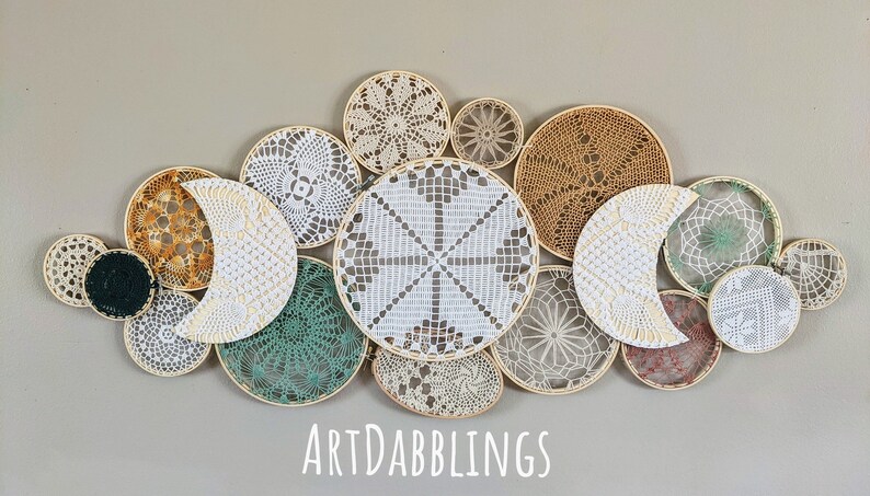 Custom Order Large Doily Basket Wall with Moons Special Order, Each one Unique. PM Artist before you order image 4