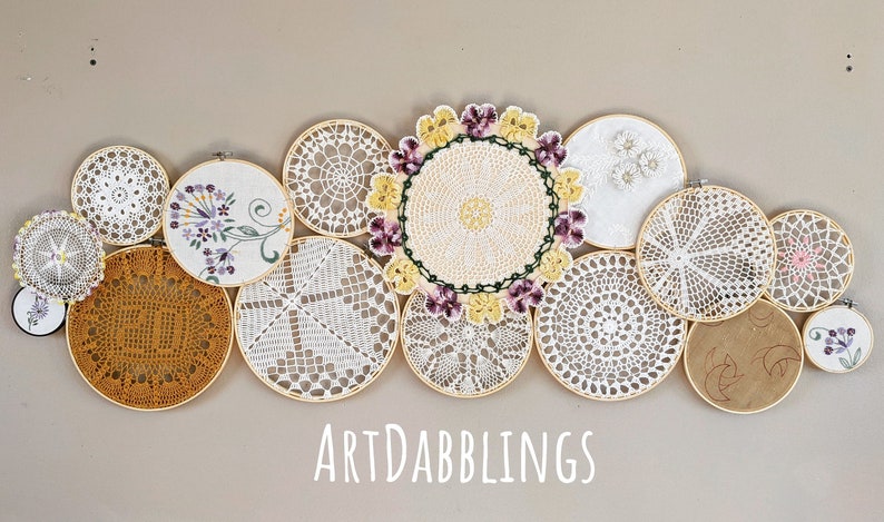 Custom Order Large Doily Basket Wall with Moons Special Order, Each one Unique. PM Artist before you order image 8